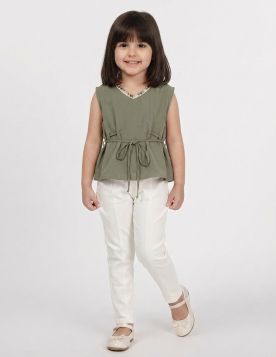 بنطلون بناتي بخصر مطاطي