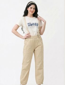 بنطلون بناتي كاجوال بحمالات كتف وتصميم عصري