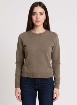 بلوفر شتوي نسائي أساسي بقبة مستديرة