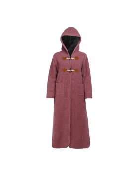 معطف طويل بغطاء رأس ومشبك إغلاق