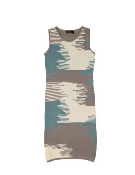 فستان ميدي محبوك بطبعة فنية