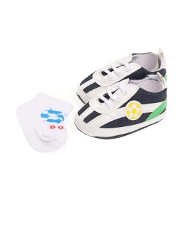 Newborn shoes with a stylish pair of socks-White-0-6M