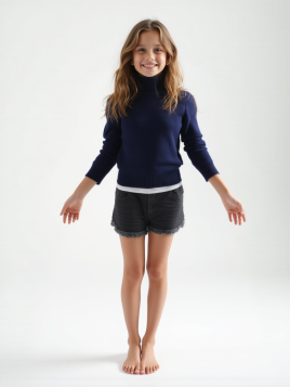 سترة بناتي شتوي بياقة مرتفعة