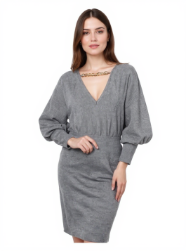 فستان شتوي ميدي وأكمام بقصة مميزة