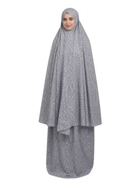 طقم صلاة نسائي مشجر خمار وتنورة