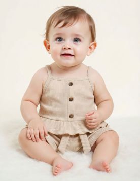 طقم بناتي ناعم مزين بفيونكة رقيقة