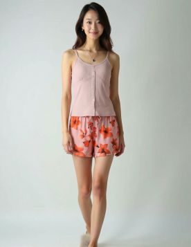 طقم بيجاما نسائي صيفي مريح بنقوش الزهور