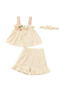 طقم بناتي ناعم مزين بفيونكة رقيقة