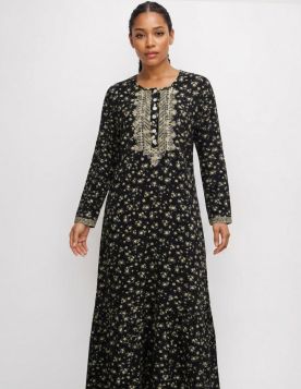 جلابية نسائية بنقشة زهرية أنيقة