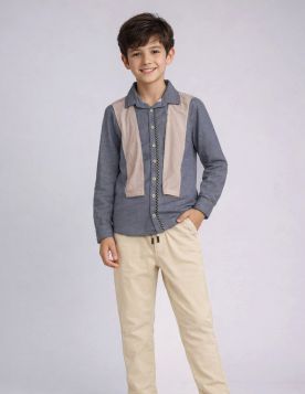 طقم ولادي كاجوال بقميص عصري وبنطال