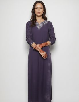 جلابية نسائية مخمل بتطريز فاخر