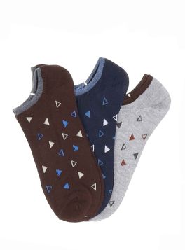 طقم جوارب رجالية غير مرئية مزين بطبعات ملونة – 3 أزواج