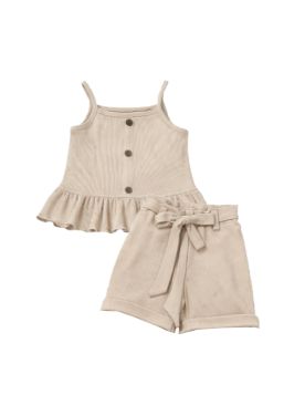 طقم بناتي ناعم مزين بفيونكة رقيقة