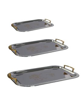 طقم صواني تقديم كلاسيكية فاخرة – 3 قطع