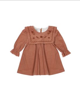 فستان بناتي شتوي مخملي أنيق بتطريز رقيق