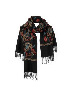 شال شتوي نسائي دافئ بنقوش هندسية مطرزة