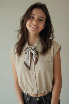 قميص بناتي عصري بوشاح وقصة واسعة