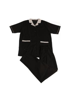 طقم زي عاملة منزلية كلاسيكي بلمسات منقوشة 