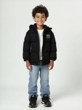 جاكيت ولادي بنقش مائل دقيق وشعارات رياضية عصرية