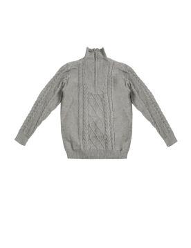 كنزة ولادية بياقة عالية وسحاب ونقشات مجدولة