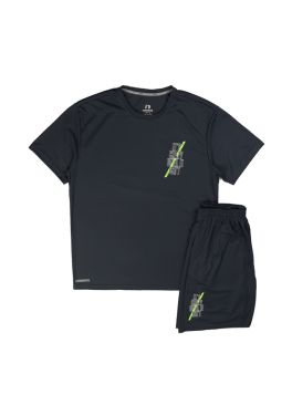 Men's Tring Shorts With A Logo Printed T-Shirt With Rubber Waist-Grey