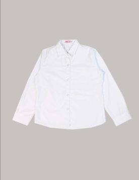 قميص للبنات أبيض بياقة وأكمام طويلة ووصلة ازرار 