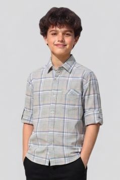 قميص ولادي كلاسيكي بنمط مربعات