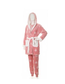 طقم بجامة شتوية نسائية بطبعات نيقة – 3 قطع 