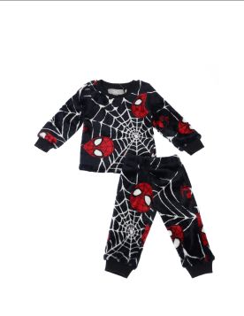 بجامة شتوية ولادية بطبعة سبايدرمان وشبكة العنكبوت 